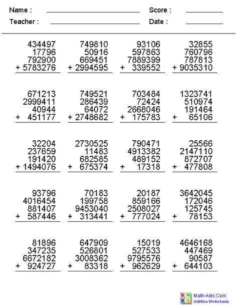 Addition Worksheets | Dynamically Created Addition Worksheets 5 Digit Addition Worksheets, 2nd Grade 2 Digit Addition, Addition Two Digits, Multi Digit Addition, 2 Digit Addition, 2digit Addition, Math Addition Worksheets, Grade 6 Math, Addition And Subtraction Worksheets