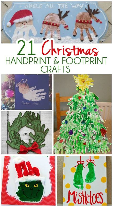 21 Handprint and Footprint Christmas Crafts Christmas Handprint And Footprint Crafts, Rain Deer Footprint Craft, Easy Handprint Christmas Crafts, Handprint Christmas Art For Toddlers, Hand Prints Christmas Crafts, Christmas Hand Or Foot Print Crafts, Foot And Hand Print Crafts Christmas, Kids Hand Print Christmas Crafts, Baby Foot Christmas Crafts