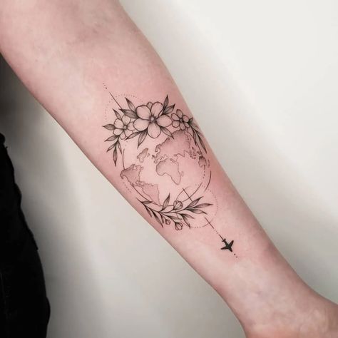 10 Best Globe Tattoo Ideas You Have To See To Believe! | Outsons | Men's Fashion Tips And Style Guides Globe Tattoo Ideas, World Globe Tattoos, Wanderlust Tattoos, Globe Tattoo, Widder Tattoo, Natur Tattoo Arm, Globe Tattoos, Airplane Tattoos, Map Tattoos