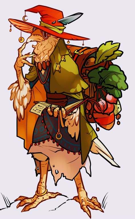 Dnd Shop Keeper Art, Woodland Character Design, Aaracokra Dnd Art, Wanderhome Character Art, Aracokra Dnd Art, Goblincore Character Design, Dnd Birdfolk, Animal Dnd Characters, Arakokra Dnd