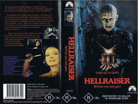 Hellraiser 1987, Doug Bradley, Vhs Box, Film Watch, 80s Horror, Vhs Movie, Retro Horror, Movie Covers, Dvd Covers