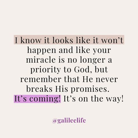 Even when it feels like your miracle is delayed or that God’s promises seem distant, remember that God’s timing is perfect and His promises are unbreakable. Trust in His plan, for He is faithful and will bring about what He has promised. As it says in 2 Peter 3:9 (NIV), “The Lord is not slow in keeping his promise, as some understand slowness. Instead he is patient with you, not wanting anyone to perish, but everyone to come to repentance.” Spanish: Aunque parezca que tu milagro no va a suc... Delay Quotes, Trust In His Plan, Keep Your Promises, 2 Peter 3 9, He Is Faithful, Promise Quotes, Gods Plan Quotes, Peter 3, Christian Quotes God