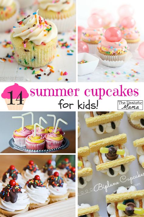 14 Amazing Summer Cupcakes for Kids -- the perfect party cupcakes for your kid's summer party! Summer Cupcakes Ideas For Kids, Tiktok Treats, Summer Cupcake Ideas, Summer Themed Cupcakes, Campfire Cupcakes, Summer Cupcake, Cupcakes For Kids, Summer Cupcakes, Party Cupcakes