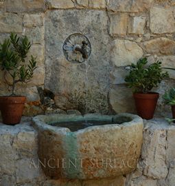 A beautiful 17th century antique reclaimed limestone wall fountain salvaged from the south of France Outdoor Wall Fountains, Limestone Wall, Stone Fountains, Outdoor Fountain, Wall Fountain, Water Features In The Garden, Garden Fountain, Fountains Outdoor, Garden Fountains