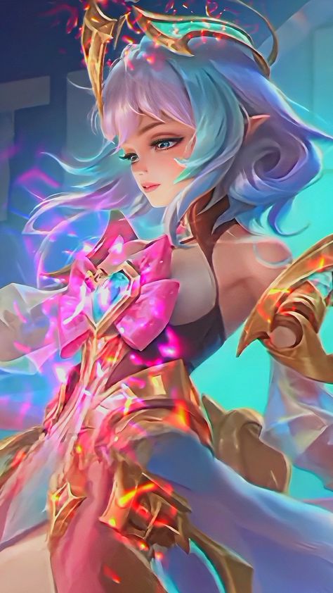 Angela Collection Skin Mlbb, Kagura Exorcist, Fullscreen Wallpaper, Angela Mlbb, Skin Wallpaper, Alucard Mobile Legends, Hello Kitty Printables, Logo Game, Cartoon Butterfly