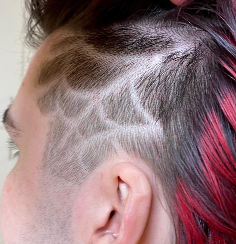 🕸🥀🕷🍒♠️🎸❤️‍🔥🩸 red tips & web fades - I’m super proud of how crisp my lines are getting with these designs! I think this might be my favourite spider web set so far, I love the way it curves into the flow of the haircut. I’d love to do more of this! @pulpriothair is the paint 🎨🖤 ⛓🧷 𝐃𝐌 𝐓𝐎 𝐁𝐎𝐎𝐊 🦇-𝔐™ 🤍 ✮ ✮ ✮ ✮ ✮ #redtips #spiderweb #webfade #halifaxhair #halifaxqueer #halifaxhairstylist #hairgoals #hairstyles #haircolor #hairtransformation #hairfashion #alternativehair #babylisspro #curtainban... Spider Web Hair Design, Designs Haircut, Spider Web Hair, Red Tips, The Haircut, Haircut Designs, Alternative Hair, Hair Transformation, Hair Designs