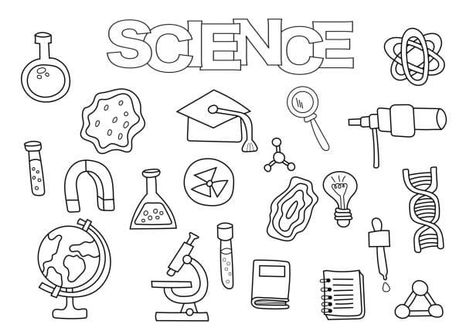 Science Printable coloring page Science Coloring Pages, Science Notebook Cover, Science Elements, Creation Coloring Pages, Doodle Elements, Farm Coloring Pages, Science Week, Halloween Science, Coloring Book Download