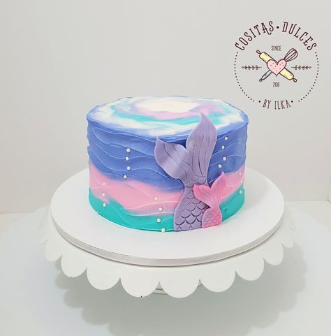 Mini Mermaid Cake, Mirmade Cake, Small Mermaid Cake, Shark And Mermaid Cake, Mermaid 1st Birthday Cake, Simple Mermaid Birthday Cake, Simple Mermaid Cake, 3rd Birthday Cakes For Girls, Pink Mermaid Cake