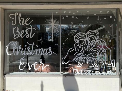 Nativity Window Art, Window Nativity Scene, Nativity Window Display, Nativity Window Painting, Nativity Scene Window Painting, Christmas Window Painting Template, Navity Scene, Gym Christmas, Window Paint