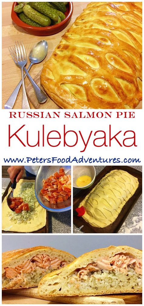 Salmon Coulibiac, Salmon Pie, Yeast Dough Recipe, Fish Meals, Recipe Salmon, Dinner Favorites, Eastern European Recipes, Yeast Dough, Rustic Recipes