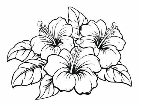 illustration of Hawaiian flower coloring wonder Tropical Flower Coloring Pages, Gems Drawing, Hawaiian Flower Drawing, Flores Plumeria, Tree Frog Tattoos, Hawaiian Flower Tattoos, Hibiscus Art, Flower Coloring Sheets, Transfer Images