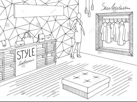 Shop Drawing Interior, Fabric Shop Display, Retail Store Layout, Fashion Window Display, Retail Store Interior Design, Clothing Store Interior, Interior Architecture Drawing, Store Design Boutique, Supermarket Design