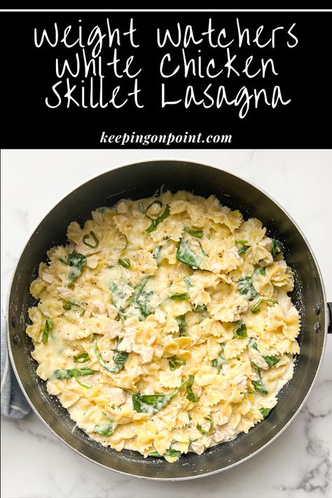 White Chicken Skillet Lasagna Recipe, Healthy Chicken Alfredo Lasagna, White Skillet Lasagna, Leftover Chicken Skillet Recipes, White Chicken Skillet Lasagna 12 Tomatoes, Ww Chicken Casserole Recipes, Ww Shredded Chicken Recipes, Ww Zero Point Recipes, Ww Lasagna Recipe