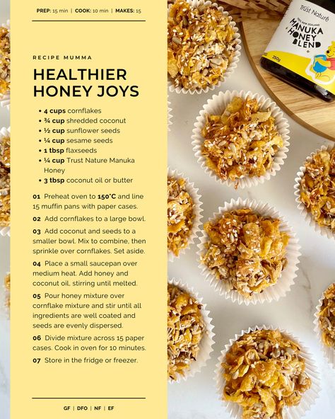 Healthier Honey Joys Recipe Honey Joys Recipe, Honey Joys, Benefits Of Manuka Honey, Making Honey, Manuka Honey Benefits, Dairy Free Cooking, Baby Recipes, Healthy Honey, Wholesome Snacks