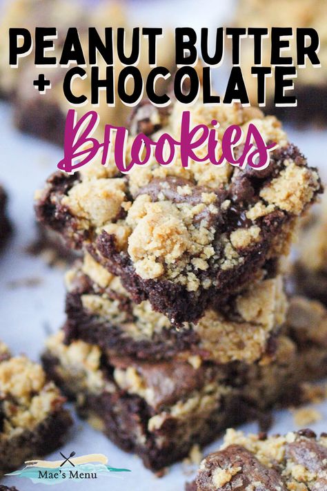 Peanut Butter Brookies Recipe, Peanut Butter Brookies Easy, Peanut Butter Cookie Brownies, Chocolate Brookies, Brookies Recipes, Peanut Butter Brookies, Peanut Butter Brownie Cookies, Brookie Recipe, Brookies Recipe