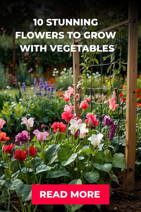 Discover the benefits of companion planting by adding the best flowers to your vegetable garden. Companion flowers not only add beauty but also attract pollinators and beneficial insects, ultimately improving the health and productivity of your veggies. Enhance your gardening experience with these top flowers to grow with vegetables. Explore a variety of options for flowers for veggie garden that pair perfectly with different types of vegetables. Create a harmonious and thriving ecosystem in you Flower And Vegetable Garden Combined, Companion Flowers, Flower And Vegetable Garden, Flowers To Grow, Top Flowers, Different Types Of Vegetables, Attracting Beneficial Insects, Best Flowers, Types Of Vegetables