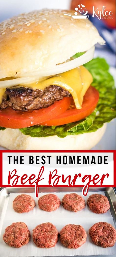 Hamberburger Patty Recipes, Homemade Burgers Recipe, Burgers Homemade, Beef Burger Recipe, Homemade Beef Burgers, Classic Hamburger, Best Homemade Burgers, Yung Beef, Homemade Burger Recipe