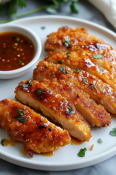 Crispy Baked Hot Honey Chicken Honey Bacon Chicken, Hot Honey Dinner Recipe, Hot And Honey Chicken, Recipes With Hot Honey, Hot Honey Baked Chicken, Hot Honey Mustard Chicken, Chicken Hot Honey, Breakfast With Chicken, Bake Chicken Recipes