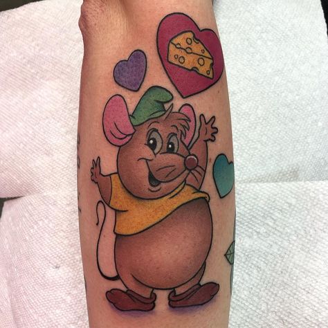 Gus Gus Cinderella Tattoo Gus Gus Tattoo, Cinderella Tattoos, Gus Cinderella, Cinderella Tattoo, Alex Strangler, Inner Arm Tattoos, Gus Gus, Mother Tattoos, Disney Tattoo