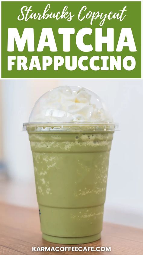 Creamy Matcha Green Tea Frappuccino (Starbucks Copycat) Matcha Green Tea Frappuccino Starbucks, Matcha Green Tea Frappuccino, Starbucks Green Tea Frappuccino, Starbucks Matcha Green Tea, Green Tea Frappuccino, Macha Green Tea, Matcha Frappuccino, Matcha Frappe, Matcha Drink Recipes