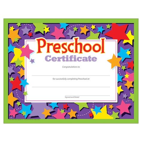 Trend Enterprises® 8.5" X 11" Preschool Certificate, 6 ct Bundle | Michaels® Preschool Certificate, Kindergarten Graduation Certificate, Kindergarten Certificates, Preschool Certificates, Kindergarten Diploma, Preschool Diploma, Graduation Certificate Template, Art Certificate, Daycare Forms