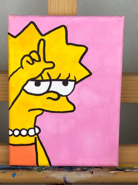 16x20 Canvas Painting Ideas Easy, Easy Simpsons Painting, Easy Paintings Characters, Cute Painting Ideas For Mom, Easy Painting Ideas On Canvas Cartoon, Big Canvas Drawing Ideas, Simpson Painting Ideas, Baddie Canvas Painting Ideas, Painting Ideas On Canvas Y2k