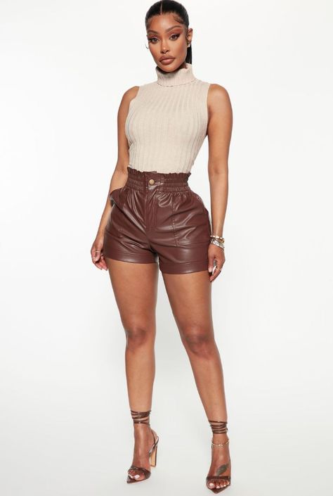 2 hearts and 2 souls refusing their destiny , Nkosenye and Nomzamo fa… #romance #Romance #amreading #books #wattpad Brown Leather Shorts, Nude Shorts, Chocolate Fashion, Turtleneck Sleeveless, Women Talk, Ribbed Turtleneck Sweater, Concert Looks, Jersey Outfit, Leather Short