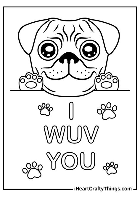 Pug Coloring Pages Pug Colouring Pages, Pug Coloring Pages Free Printable, Pug Coloring Page, Happy Birthday Pug, Kids Colouring Pages, Pug Party, Birthday Pug, Santa Coloring, Owl Coloring