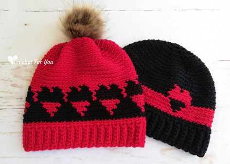 These matching crochet hats specially designed for lovely couples in mind. The red and black color combo perfectly match with any outfit. Crochet Hat Ideas, Hats Design, Matching Crochet, Crochet Hearts, Valentines Crochet, All Free Crochet, Beginner Crochet Projects, Hat Patterns, Hat Ideas