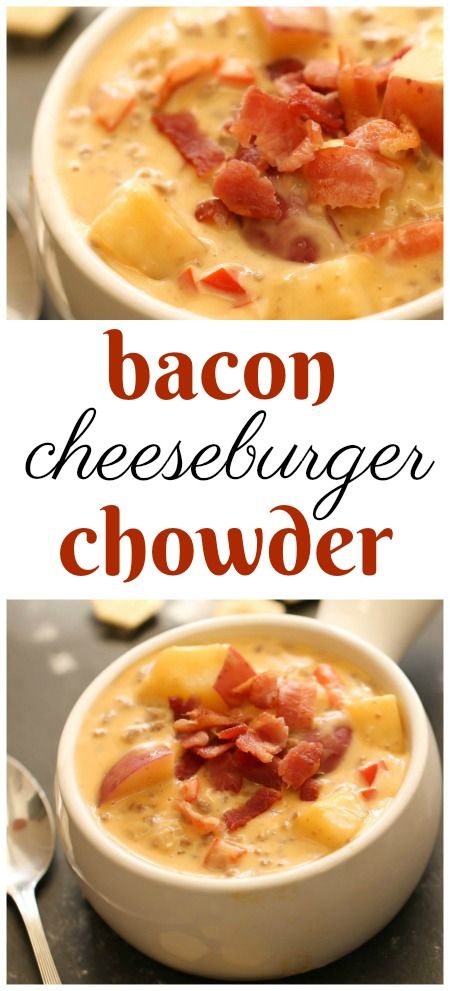 Hearty Chowder Recipes, Bacon Cheeseburger Chowder, Cheeseburger Chowder Crockpot, Cheeseburger Chowder Soup, Soups Crockpot, Recipes With Velveeta Cheese, Bacon Cheeseburger Soup, Chowder Soup, Chowder Recipe