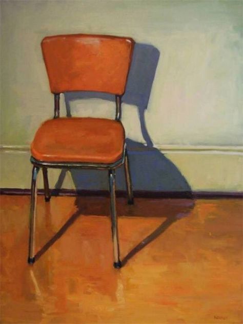 Brian Harvey "Orange Vinyl Chair" (2008) Upholstered Chairs Diy, Chair Art, Chair Drawing, Orange Vinyl, Vinyl Chairs, Art Interiors, Interior Paintings, High Back Dining Chairs, Ikea Chair