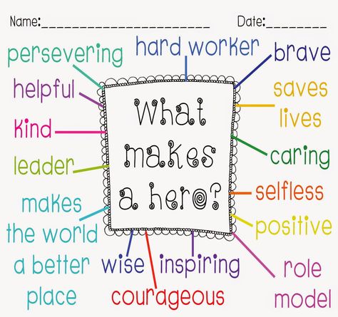 Who Is Your Hero Activity, Super Hero Reading Activities, Hero Writing, Superhero Writing, Super Hero Activities, What Makes A Hero, What Is A Hero, Look Up In The Sky, Hero Ideas