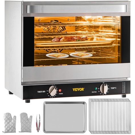 PRICES MAY VARY. 60Qt/66L Spacious Interior: Despite its compact structure, our commercial convection oven features a 60 Qt (66 L) inner capacity, perfectly sized to cook a large batch of delicious foods. The dimensions of the 4-tier interior reach 18.5"x15.4"x14.2" (47x39x36 cm), ideally meeting the needs of parties or commercial use. All-Round Hot Air Circulation: Compared with deep-frying, baking with less oil & fat can help you cultivate a healthier eating habit. Aided by the 1800W power and Front Glass Door, Countertop Convection Oven, Bread Clip, Food Types, Countertop Oven, Countertop Appliances, Wire Racks, Tempered Glass Door, Conventional Oven