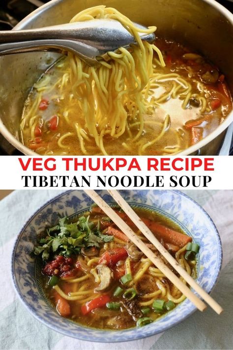 thukpa recipe vegetables, veg thukpa recipe, authentic tibetan thukpa recipe, veg thukpa soup photography, thukpa tibet, tibetan food recipes, tibetan food dishes, tibetan food cuisine, tibetan food noodle soups, healthy vegetarian soup recipes, garam masala soup, chinese noodle soup, hearty vegetarian soup, cold winter soup recipes, cold weather comfort foods dinner ideas, best fall soup recipe ideas, spiced soup recipes Thukpa Recipe Vegetables, Vegan Cold Weather Recipes, Tibetan Thupka Recipe, Nepal Food Recipes, Veg Thukpa Recipe, Tibetan Food Recipes, Tibetan Soup, Buddhist Recipes, Healthy Vegetarian Soup Recipes