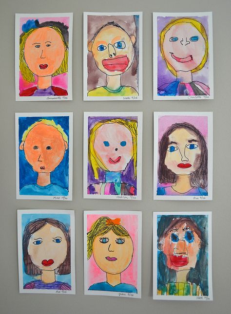 mini watercolor paintings by kids Self Portrait Kids, Portraits For Kids, Self Portrait Drawing, Portraits Pop Art, Self Portrait Art, 얼굴 그리기, Ecole Art, Self Portraits, Homeschool Art