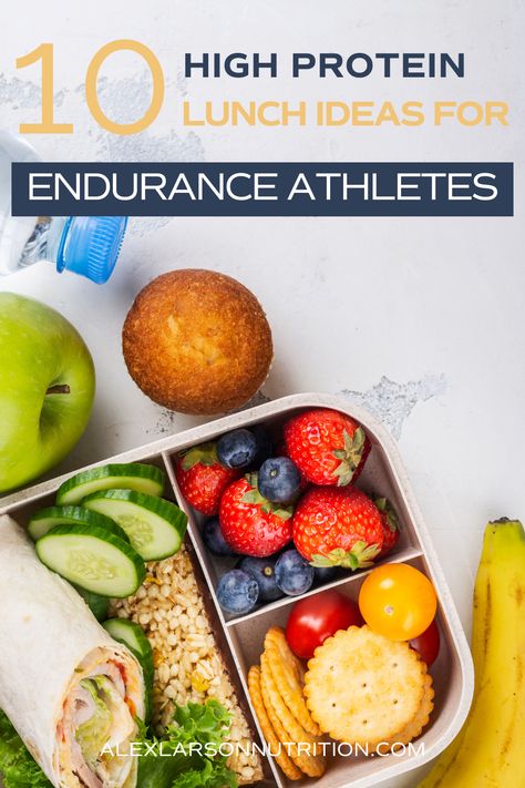 Meeting protein goals is a common challenge that most athletes face. Endurance athletes including runners, triathletes and cyclists have increased protein needs due to the physiological demands of training. We want your sports nutrition goals to be fun and also flexible. Fortunately, we have many easy high-protein lunch ideas that can be planned and prepped in less than 10 minutes. Triathlete Meal Plan, High School Athlete Lunch Ideas, Pregame Meals For Athletes, Lunch Ideas For Athletes, Athlete Meals, Protein Lunch Ideas, High Protein Lunch Ideas, Athletes Diet, High Protein Lunch