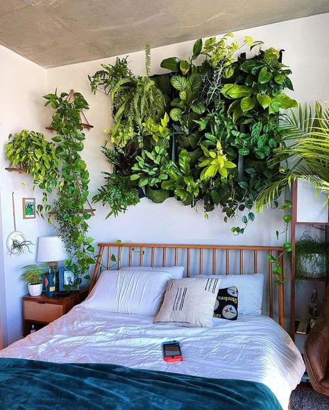 Artificial Plant Wall Decor, Botanical Bedroom Ideas, Stylish Bedroom Ideas, Botanical Bedroom, Popular Interior Design, Artificial Plant Wall, Plant Wall Decor, Indoor Window, Best Bedroom