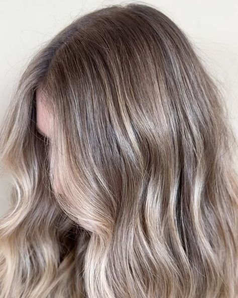 Marissa Mae Neel | Hair Stylist Educator on Instagram: "Much needed full blonde refresh. Swipe to see all the details involved✍🏼   I will say it’s actually NOT often that I highlight the back of the head like this, but in this case it was time. And what a difference it makes! But when she comes back in a couple months for a touch up, that definitely won’t be needed.  After highlighting and applying her root melt, I glossed with @moroccanoilpro Color-Calypso Demi permanent glosses in: 9.91 (ChB) and clear for that gorgeous beige.  The chocolate tones at a level 9 are a great balance of warm and cool👌🏼   @moroccanoilpro @behindthechair_com #BTCxMOPartner #moprofessional #mocolor #behindthechair #thebtcteam" Neutral Ash Blonde Hair, Root Melt Blonde, Blonde Root Melt, Blonde Refresh, Medium Ash Blonde Hair, Full Blonde, Root Melt, Medium Ash Blonde, Demi Permanent