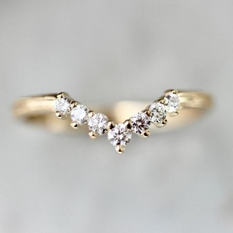 Curved Diamond Band, Delicate Tiara, Tiara Wedding Band, Non Traditional Wedding Ring, Delicate Wedding Band, Ring Stacks, Round Wedding Band, Ring Jewellery Design, Future Engagement Rings