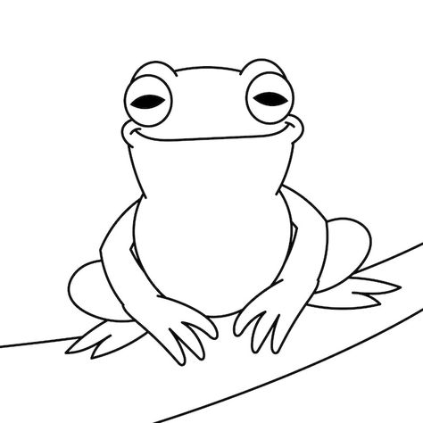 Frog Outline, Frog Vector, Realistic Sketch, Frog Drawing, Outline Illustration, Guided Drawing, Cool Sketches, Drawing Images, Cute Frogs