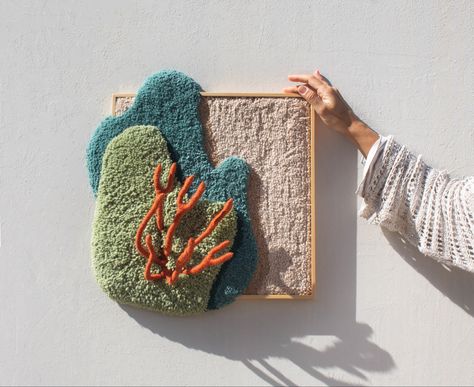 #tufting #textile #textileart #fiberart #art #arte #contemporaryart #landscapes #portugal #tapeçaria #handmade Tufting Wall Art, Tufted Art, Punch Needle Patterns, Wool Thread, Diy Carpet, Punch Needle Embroidery, Diy Pillows, Needle Art, Punch Needle