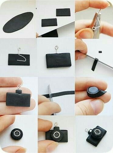 Clay black camera Camera Tutorial, Easy Polymer Clay, Clay People, Clay Keychain, Diy Air Dry Clay, ดินปั้น Polymer Clay, Clay Diy Projects, Polymer Crafts, Cute Polymer Clay