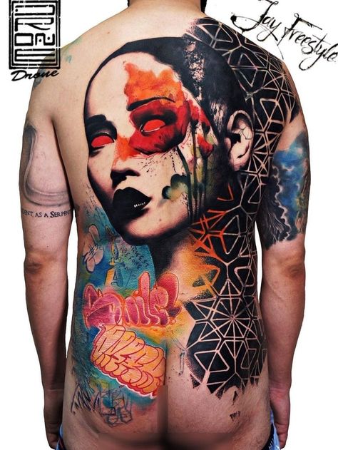 Hood Tattoo Designs, Jay Freestyle, Torso Tattoos, Back Piece Tattoo, Inked Tattoo, Inked Magazine, 3d Tattoo, Cover Up Tattoo, Unique Tattoo