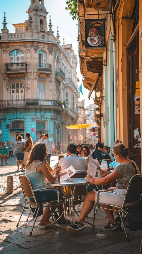 Sure! Here is the text with relevant hashtags:
"Café #StreetScene: #People enjoying a #sunny day at a street café in a vibrant #European city, reading and chatting. #café #street #people #europe #sunny #aiart #aiphoto #stockcake ⬇️ Download and 📝 Prompt 👉 https://stockcake.com/i/caf-street-scene_1058890_348426" City Street Photography People, People At Cafe, Wilderness Painting, Street Coffee Shop, European Streets, Sketching References, Sunny Street, Pavilion Ideas, Street Restaurant