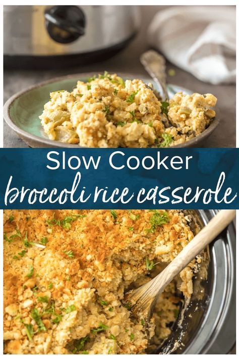 This Slow Cooker Velveeta Broccoli Rice Casserole is our go-to holiday side dish. Using a Crockpot is such an easy way to make cheesy broccoli and rice casserole. This Thanksgiving and Christmas favorite is easier than ever when made in a slow cooker! #thecookierookie #broccoli #velveeta #rice #casserole #crockpot #slowcooker #thanksgiving #sidedish via @beckygallhardin Crockpot Chicken Broccoli Rice, Broccoli Velveeta, Velveeta Broccoli Rice Casserole, Velveeta Broccoli, Chicken Broccoli Rice Cheese Casserole, Broccoli Cheese Rice Casserole, Casserole Broccoli, Cheesy Broccoli Rice Casserole, Broccoli And Rice Casserole