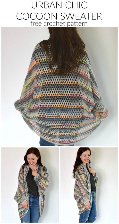 500 Yard Crochet Patterns, Easy Crochet Shrug Pattern, Corak Krusye, Easy Crochet Shrug, Crochet Shrug Pattern Free, Crochet Cocoon, Cocoon Sweater, Crochet Shrug Pattern, Shrug Pattern