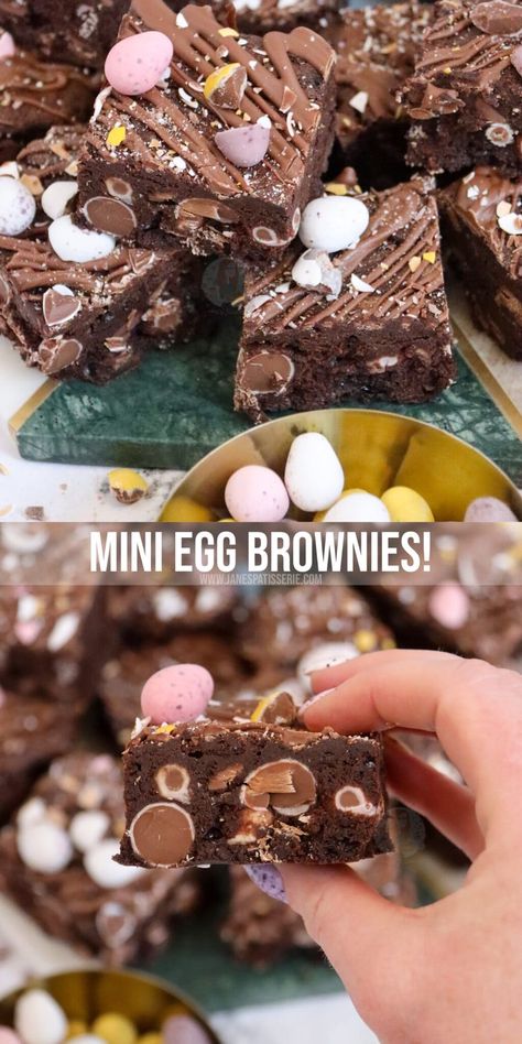 Easter Brownies Mini Eggs, Mini Egg Brownies Recipe, Easter Brownie Ideas, Easter Baked Goods, Fudge Ideas, Mini Egg Brownies, Easter Bakes, Gourmet Brownies, Seasonal Cakes