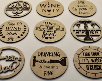 Save Water Drink Wine, Making Wine, Woodwork Ideas, Laser Engraved Ideas, Wine Coasters, How To Make Coasters, Wine Down, Wine Design, Wine Theme