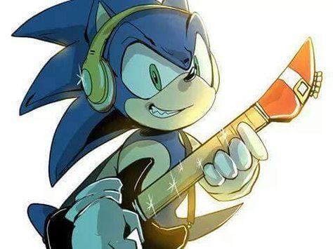 Sonic Guitar, Sonic Happy, Hedgehog Movie, Silver The Hedgehog, Sonic Characters, Music Pics, Sonic Franchise, Sonic 3, Blue Hedgehog