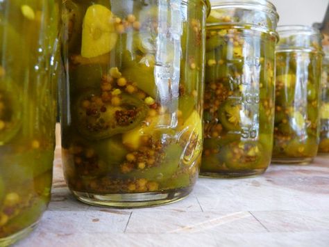 Bread and Butter Jalapenos (recipe makes 2 jars worth): These little treats are good on everything from cheese and crackers to smoked salmon. Bread And Butter Jalapenos, Canning Pickles, Jalapeno Recipes, Pickle Butter, Pickling Jalapenos, Home Canning, Bread And Butter, Garden Recipes, Pickling Recipes